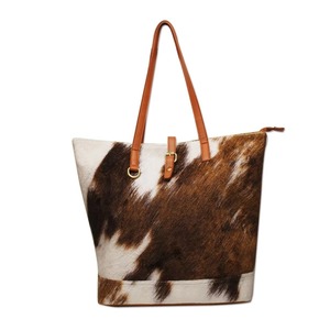 Bolso Tote de Cuero Vacuno con Pelo, Estilo Vintage, Bolso de Hombro de Cuero Genuino, Bolso de Transporte Ligero - Product Image 4