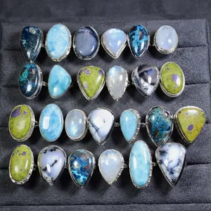25 Pieces Natural Gemstone 925 Silver Rings Wholesale Jewelry Set Handmade Statement Rings Ready To Ship - Product Image 4