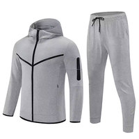 Sweat à capuche d'hiver doublé en coton/polyester Tech Fleece pour homme, de haute qualité, avec logo personnalisé, ensemble jogging respirant à fermeture éclair, coupe classique