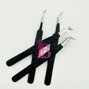 High Quality Black Eyelash Extension Tweezers <b>mink</b> <b>Lash</b> Tweezers Professional Eyelashes Stainless Steel Logo Offer Sustainable - Product Image 1