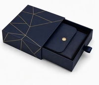 Scatola per Gioielli di Lusso Personalizzata Blu Navy con Motivo in Lamina d'Oro Confezione Regalo in Cartone Rigido Produzione all'Ingrosso