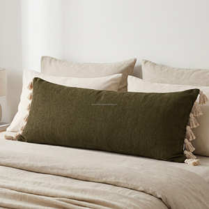 Dusty Rose Decorative Lumbar Pillow Cover with Fringe Boho <b>Throw</b> Cushion Organic Modern Home Decor - Product Image 2