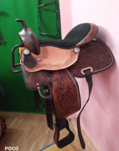 Selle d'équitation antique Western Pleasure en cuir véritable Selle polyvalente de dressage anglais Selle d'équitation - Product Image 2