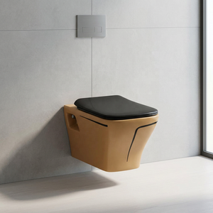 Good Quality Custom Luxury Yellow Design Floor Mounted WC Black Line Colored Ceramic One Piece Toilet Bowl Set - Product Image 2