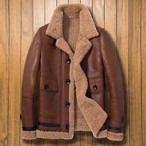 Blouson Bomber Décontracté Homme Hiver Haute Qualité en Cuir Véritable Peau de Mouton Lavé avec Fermeture Éclair – Service OEM – Vente Flash - Product Image 4