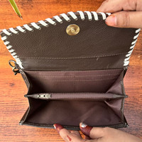 Set Dompet kulit untuk wanita, tas Tote tersembunyi motif bunga dan tas jinjing motif bunga kulit sapi bergaya Barat untuk wanita