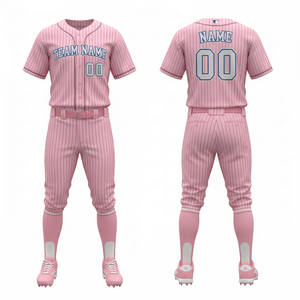 Conjunto de uniforme de béisbol de diseño personalizado, jersey con botones y pantalones para deportes de equipo - Product Image 3