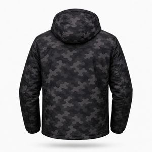 Veste d'hiver pour homme, camouflage, à capuche, matelassée, imperméable, coupe-vent, isolante thermiquement, décontractée, zippée, pour la randonnée et le camping - Product Image 3
