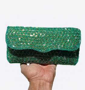 กระเป๋าคลัทช์ทรงสี่เหลี่ยมผืนผ้า ALI FASHION ART ทำมือ สีชมพู ส้ม ทอง ประดับลูกปัด ลายปักดอกไม้ ผ้าฝ้าย - Product Image 2