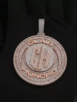 Iced Out Runder Maßgefertigter Moissanit-Krallenfassung-Anhänger aus 14K Gold, Silber- und Roségold-Ton, Hip-Hop-Schmuck für Männer und Frauen