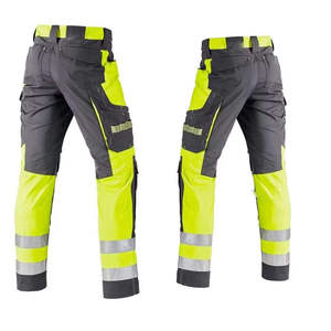 RICSA INTERNATIONAL Men's High Visibility CE Certified Polyester <b>Work</b> <b>Pants</b> with <b>Cargo</b> Pockets Reflective Stripes Industrial Use - Product Image 1