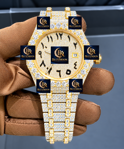 Montre mécanique de luxe Hip Hop en or rose avec diamants Moissanite glacés Blue Moon, en acier inoxydable, unisexe, avec cristal saphir de haute qualité - Product Image 1