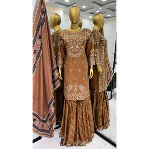 Ensembles pour femmes de designer Top-Plazzo et Dupatta avec broderie lourde Travail Look élégant - Product Image 1