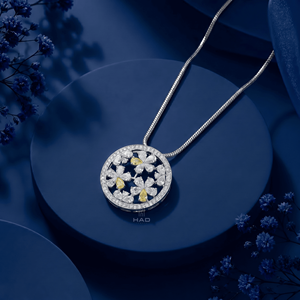 Colgante floral de diamante cultivado en laboratorio, collar con halo de flores de diamantes blancos y amarillos, elegante joyería fina para mujer, regalo. - Product Image 5