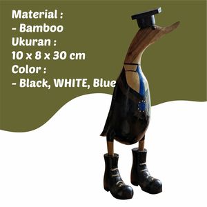 College Wooden Duck Figurine Hand Carved With <b>Hat</b> And Boots 10x8x30 Cm Home Decoration - Product Image 3