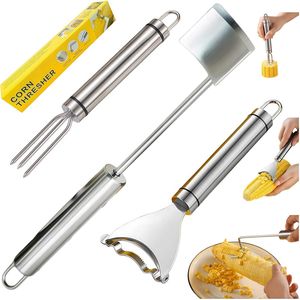 Set di 3 Pelatrici Efficienti per Frutta e Verdura, Include Sbucciatore per Pannocchie, Separatore per Mais e Supporto per Mais - Product Image 1