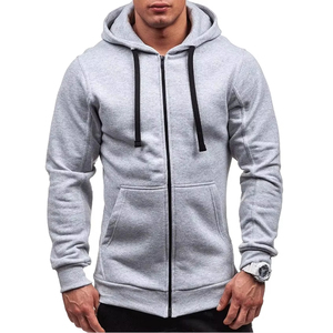 Sudadera con Capucha y Cierre para Hombre, Color Gris, 100% Algodón, Corte Regular, Informal, para Invierno, en Oferta - Product Image 1