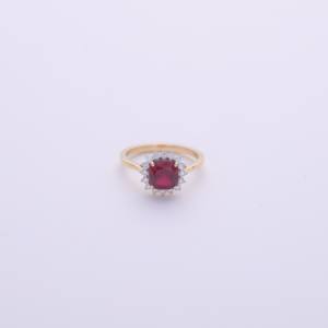 IGI Certified Cushion Cut Ruby Halo Diamond Ring in <b>Solid</b> 925 Sterling <b>Silver</b> - Product Image 1