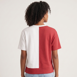 T-shirts à col rond OEM pour femmes, manches courtes, crop top en molleton français, style streetwear, 100% coton, vêtements printemps-été, tee-shirt en molleton français - Product Image 2