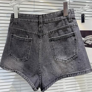 Shorts en jean taille haute décontractés pour femme, nouvelle collection été, couleur unie, coupe ample et large - Product Image 2