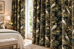 Cortinas Clásicas para Patio Exterior con Estampado Floral de Garzas, Alto Nivel de Sombreado, 100% Poliéster, con Bolsillo para Varilla y Ojales - Product Image 2