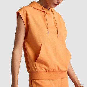 Sudadera sin Mangas con Capucha para Mujer, Tejida, de Color Sólido, de Algodón Transpirable, Informal, para Verano - Product Image 2