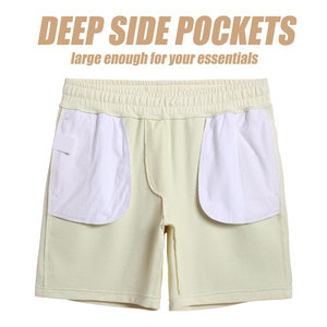 Shorts en toile 100 % coton à taille élastique, marque blanche, en gros, avec logo personnalisé, sans étiquette, en molleton bouclette, pour fournisseurs de lignes de vêtements - Product Image 4
