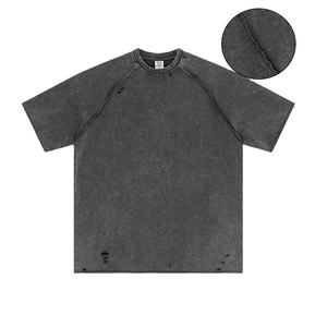 T-shirts pour hommes à manches courtes, col en V, coupe classique, en tissu satiné 100% coton, imprimé avec un motif personnalisé, 280 g/m² - Product Image 1