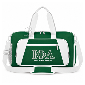 Bolsa de Viaje Deportiva de Gran Capacidad Iota Phi Lambda Sorority para Mujer, Color Verde y Blanco, con Compartimento para Zapatos, Bolsa de Fin de Semana - Product Image 1