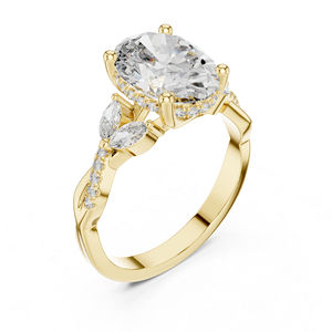 14K Yellow Gold Round, Marquise & Oval Lab-Grown <b>Diamond</b> Engagement Ring for Women | New Grown <b>Diamond</b> - Product Image 6