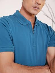 <b>Zipped</b> Plain <b>Polo</b> Mens T <b>Shirt</b> Soft Cotton Breathable Casual Short Sleeve Comfortable Apparel - Product Image 2