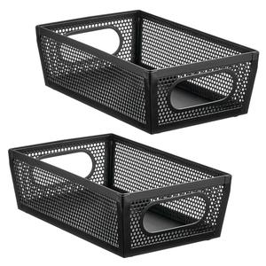 Grand panier de rangement rectangulaire en métal, bac d'organisation multifonctionnel pour la maison - Product Image 1