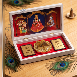 Jai Shree Shyam 8x4, Marco de Madera Ecológico Hecho a Mano con Selenita y Pirita, Amuleto de Riqueza y Éxito - Product Image 6