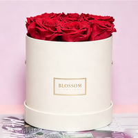 Boîtes à fleurs rondes rigides vides avec ruban en papier, poignée et couvercles, pour fleurs, avec insert imperméable