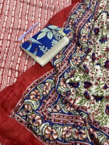 Handmade Block Print Cotton Kantha <b>Quilt</b> Indian Rajai Duvet Blanket Bohemian Style All-Season Home Decor - Product Image 2