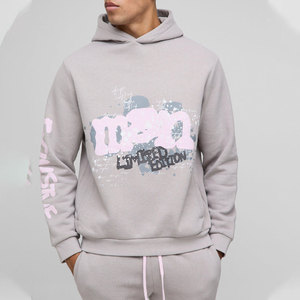 Ensemble survêtement homme coupe ample, pantalon de jogging et sweat à capuche, style streetwear oversize, en molleton épais uni, coupe évasée et ample - Product Image 3