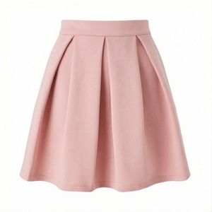 Jupe courte plissée en satin pour femme, coupe trapèze, couleur unie, taille normale, toutes saisons - Product Image 1