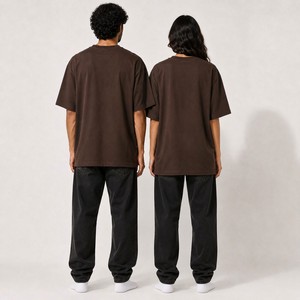 Camiseta Unisex Extra Grande Marrón 100% Algodón con Cuello Redondo, Manga Corta, Color Sólido, Estilo Urbano, Tejido Jersey, Corte Regular - Product Image 3