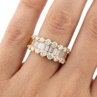 Vente en gros – Bague pour femme en or blanc massif 18 carats, trois rangées de diamants baguette naturels, certifiée IGI, 31 pièces, 1,14 carat, sertissage à griffes partagées brillant