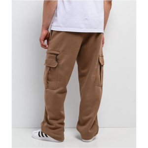 Men's Casual Flared Cargo Pants Mid-Waist Breathable Quick Dry Fleece Drawstring Closure Heat-Transfer Printed Logo <b>Stacked</b> Pant - Product Image 2