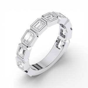 Anillo de Boda de Media Eternidad con Diamante Cultivado en Laboratorio de Corte Esmeralda de 2.00 Quilates E-F/VVS-VS, Chapado en Platino, para Mujer - Product Image 2