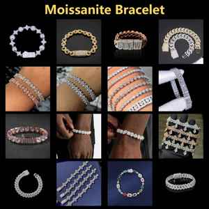 925 Silver Moissanite Cross Bracelet Baguette <b>Cut</b> <b>Stones</b> GRA Certified Gold Rhodium Rose Gold Plated Hiphop Jewelry Gift Party - Product Image 3
