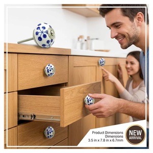 Ba Porcelain Cabinet <b>Knobs</b> Round Blue <b>White</b> Modern Design Kitchen Drawer Handle Durable Wardrobe Home Office - Product Image 2