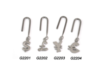 Crochets en métal plaqué argent avec symboles de devises : Dollar, Livre, Yen, Euro G2201 G2202 G2203 G2204