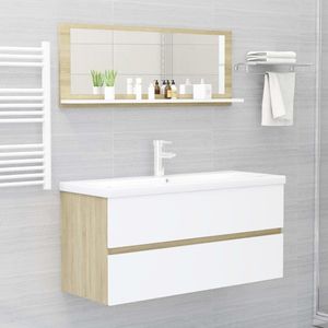 Specchio da bagno in legno "x 4.1" x 14.6 "ripiani per bagni 39.4 bianco e Sonoma rovere ingegnerizzato - Product Image 6