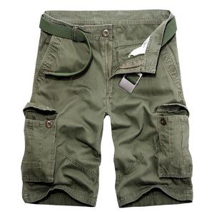 Men's 100% Cotton Eco-Friendly High Quality <b>Cargo</b> Shorts Elastic Waist Solid Color Durable Quick Dry High Street Style - Product Image 2