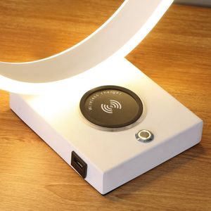 Lampada da Scrivania LED a Forma di C da 13,5 Pollici con Porta USB e Caricatore Wireless, Pratica Lampada da Tavolo - Product Image 4