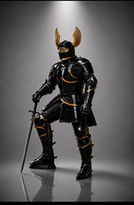 Traje de armadura samurái negro y dorado, disfraz de caballero medieval con alas, acero de cuerpo entero, sadaf riyaz - Product Image 4