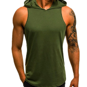 เสื้อฮู้ดแขนกุดผู้ชาย OEM สำหรับออกกำลังกาย วิ่ง ฟิตเนส - ทรงเข้ารูป ผ้าฝ้าย - Product Image 1