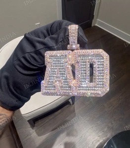 Colgante Personalizado de Dos Letras con Incrustaciones de Moissanita VVS1 D Auténtica, Plata de Ley 925, Joyería de Lujo para Fiestas Hip Hop - Product Image 2